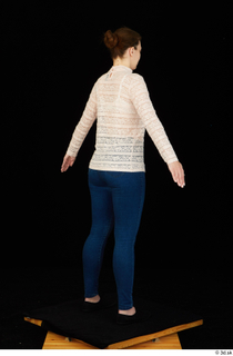  Ellie Springlare black sneakers blue jeans dressed long sleeve shirt pink turtleneck standing whole body 0012.jpg